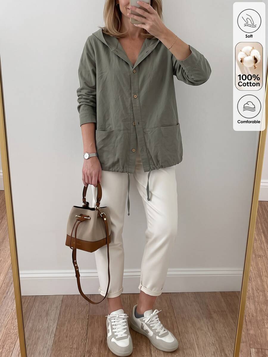 SHEIN Louniche جاكيت نسائي مريح بلون أخضر