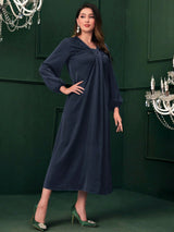Mulvari Ruched Front Lantern Sleeve Dress