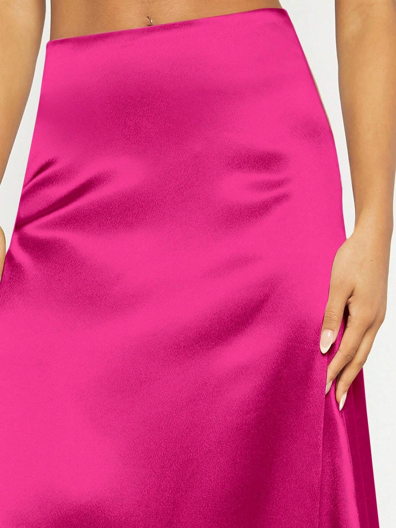 Privé High Waist Satin A-Line Skirt