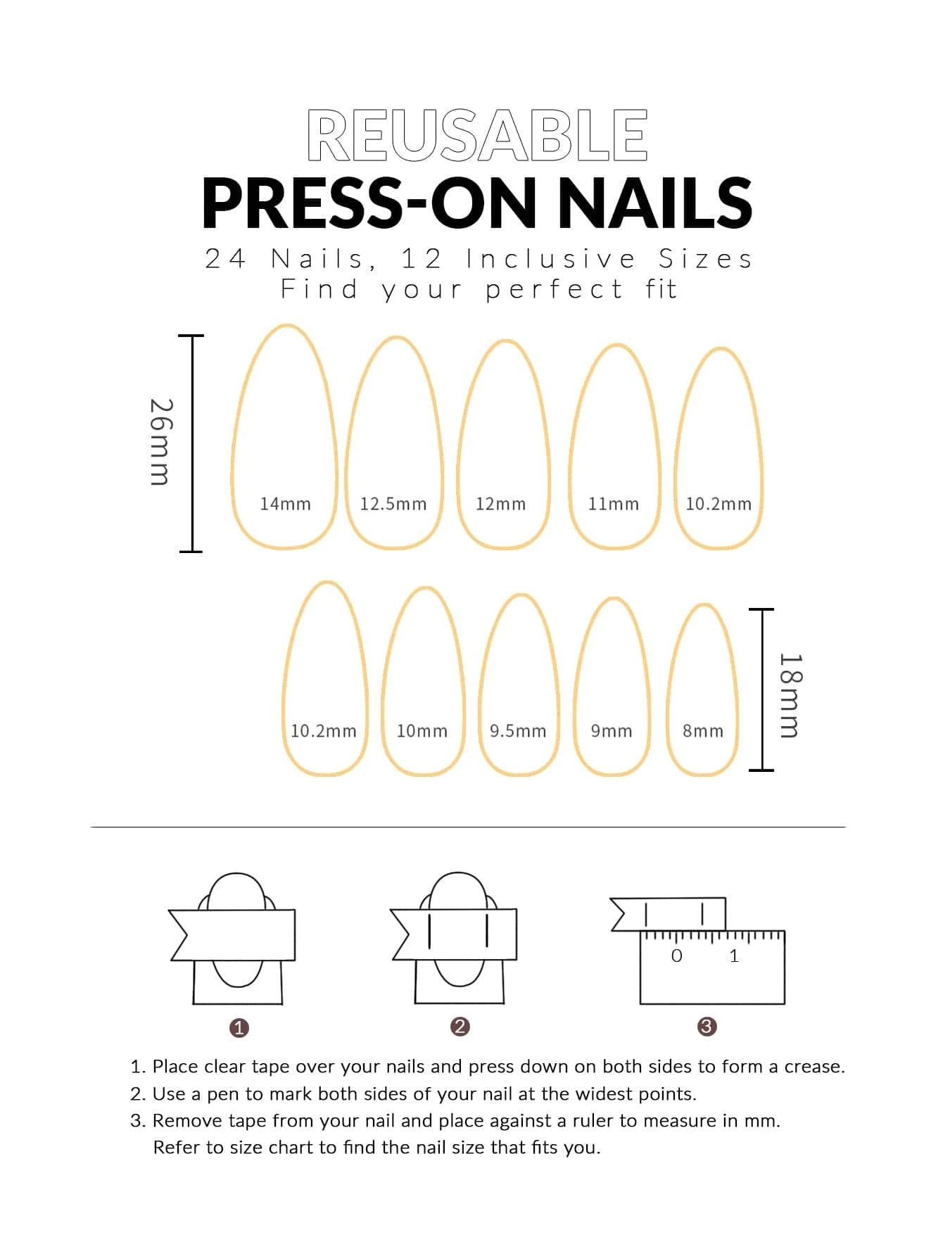 Get Glamorous with 24Pcs Long Almond Golden Line Glitter Fake Nail & 1Pc Nail File & 1Sheet Nail File