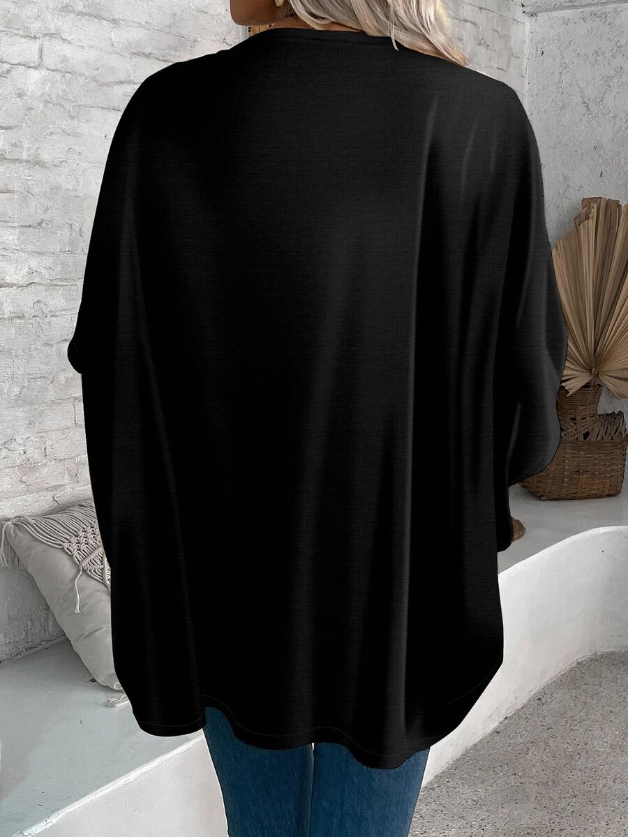 SHEIN EMERY ROSE كارديجان نسائي أسود خفيف بأكمام قصيرة