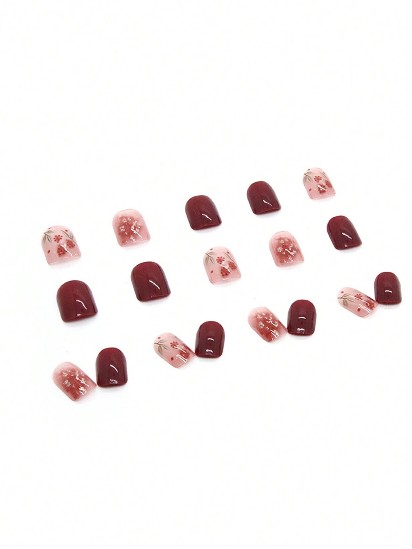 24Pcs Short Minimalist Solid Color False Nails Set for Nail Art Including Red Nails, 1Pc Jelly Glue and 1Pc Nail File