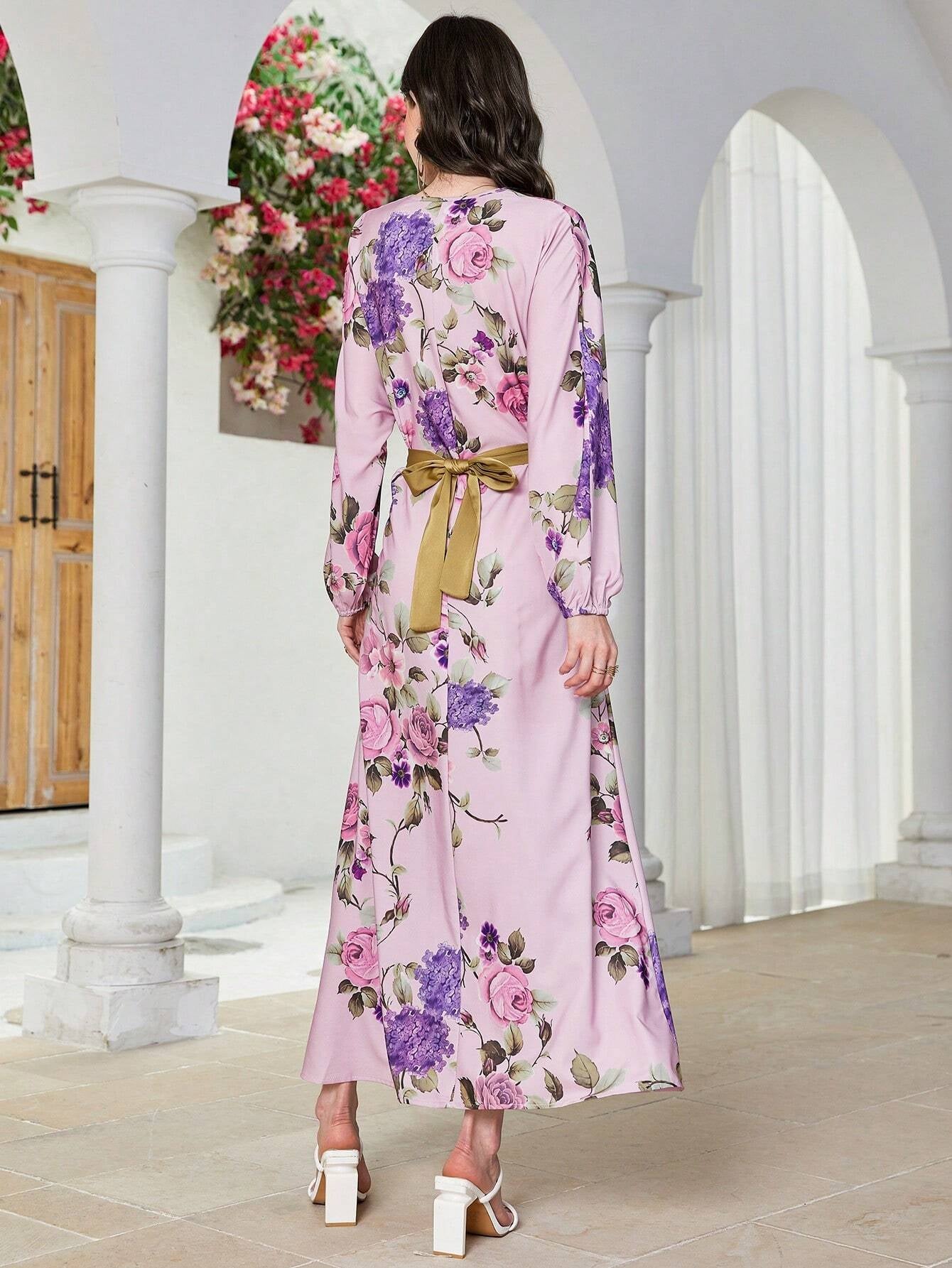 Mulvari Women'S Floral Print Long Dress