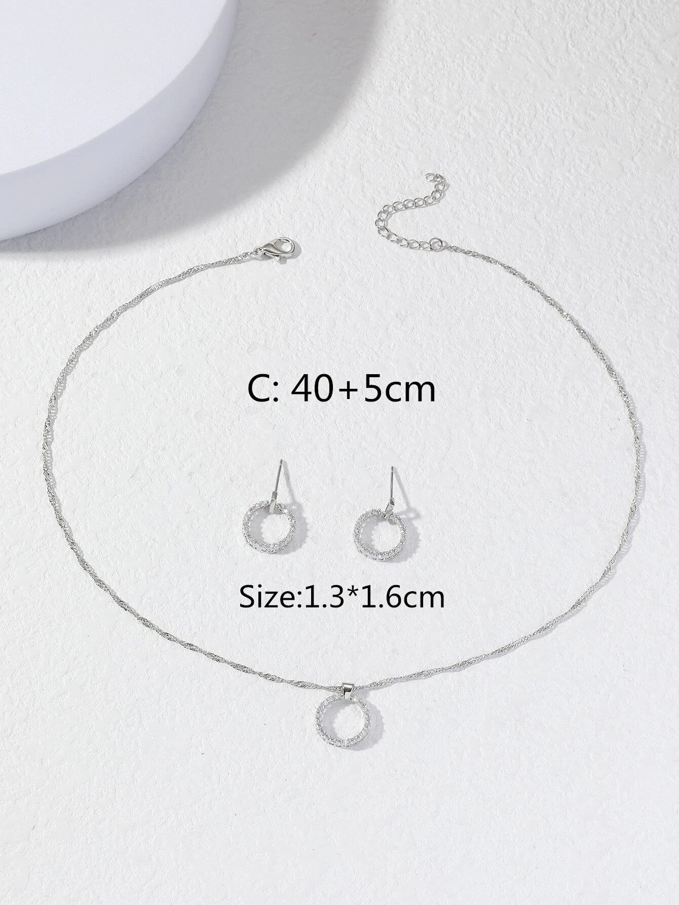3Pcs Rhinestone Circle Decor Jewelry Set