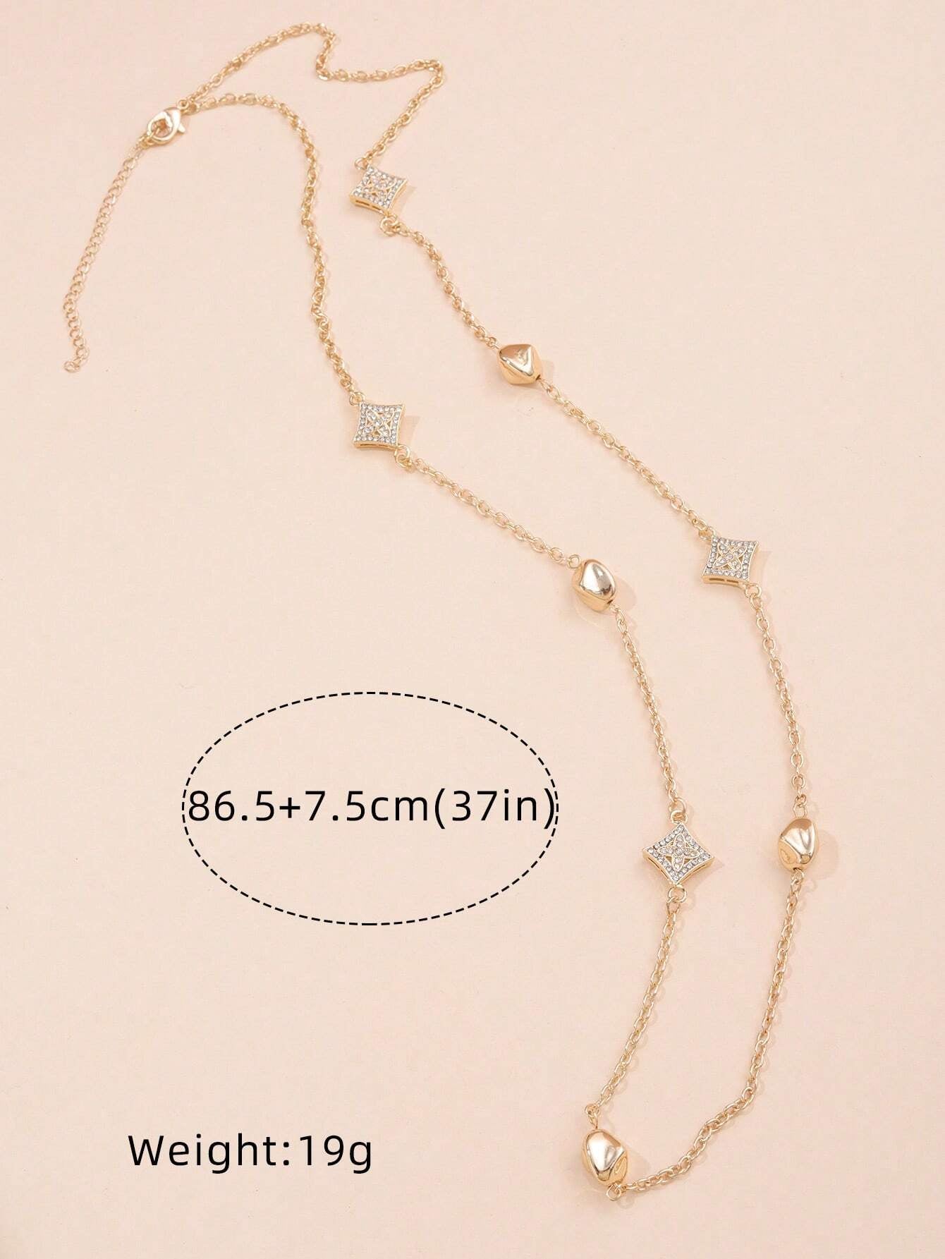 Rhinestone & Faux Pearl Decor Necklace