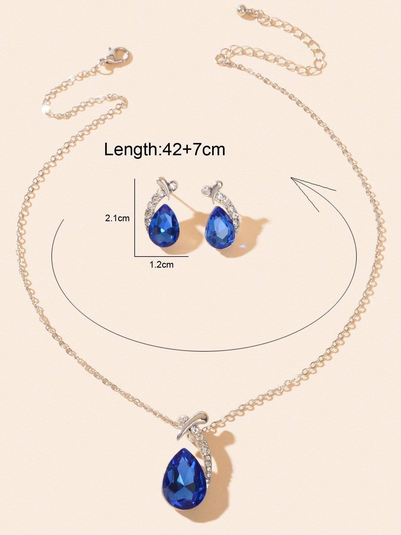 3Pcs/Set Glamorous Cubic Zirconia Water-Drop Decor Jewelry Set for Women for Daily Decoration