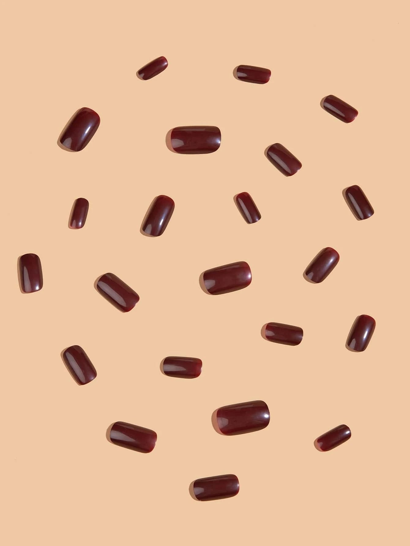 Transform Your Nails with 24Pcs Short Square Burgundy Glossy Solid Fake Nail & 1Sheet Tape & 1Pc Nail File