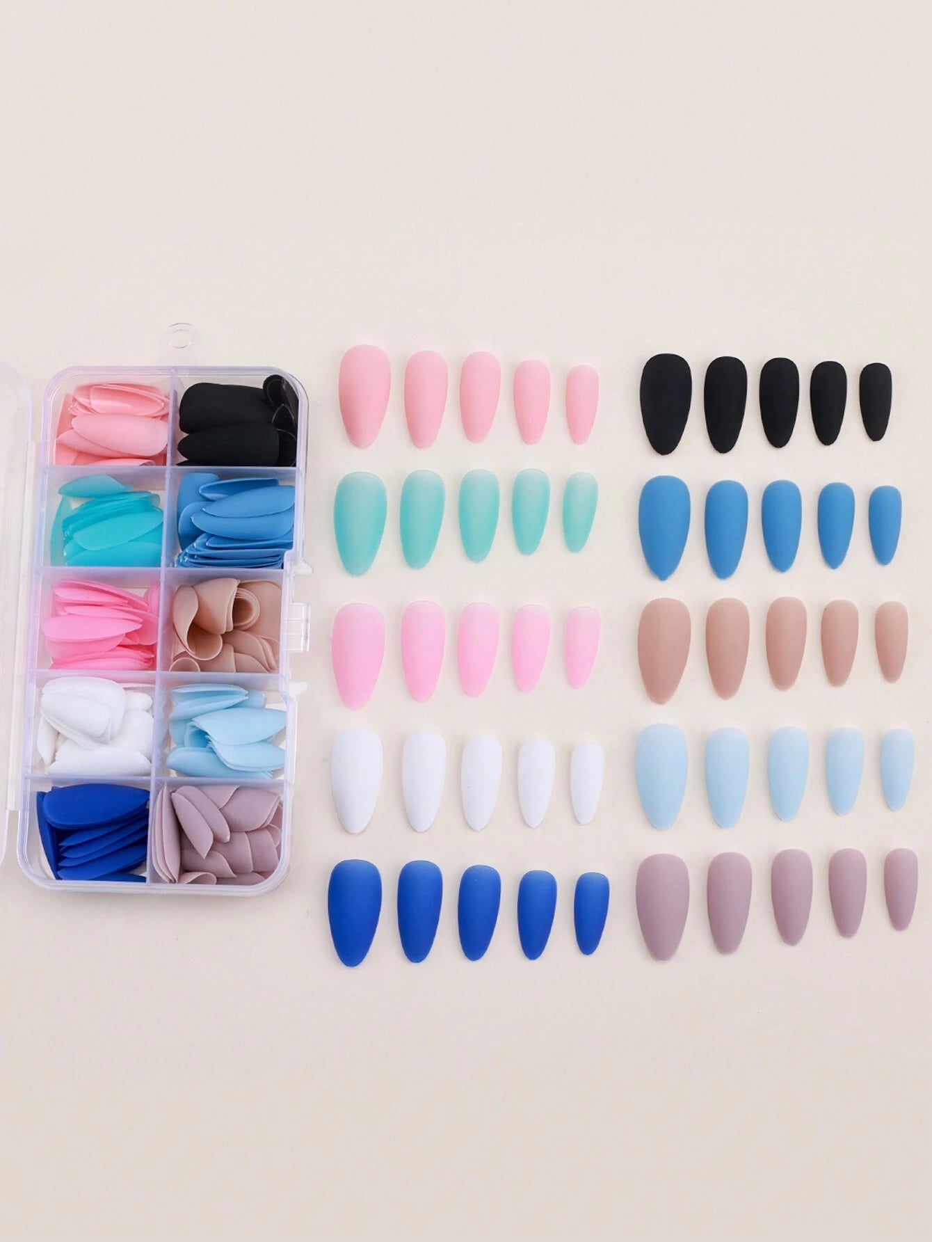 Get Glamorous with 192Pcs Long Coffin Multicolor Ombre Fake Nail