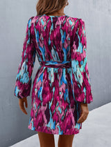SHEIN LUNE فستان بحافة مطوي طباعة شامل أكمام فانوس