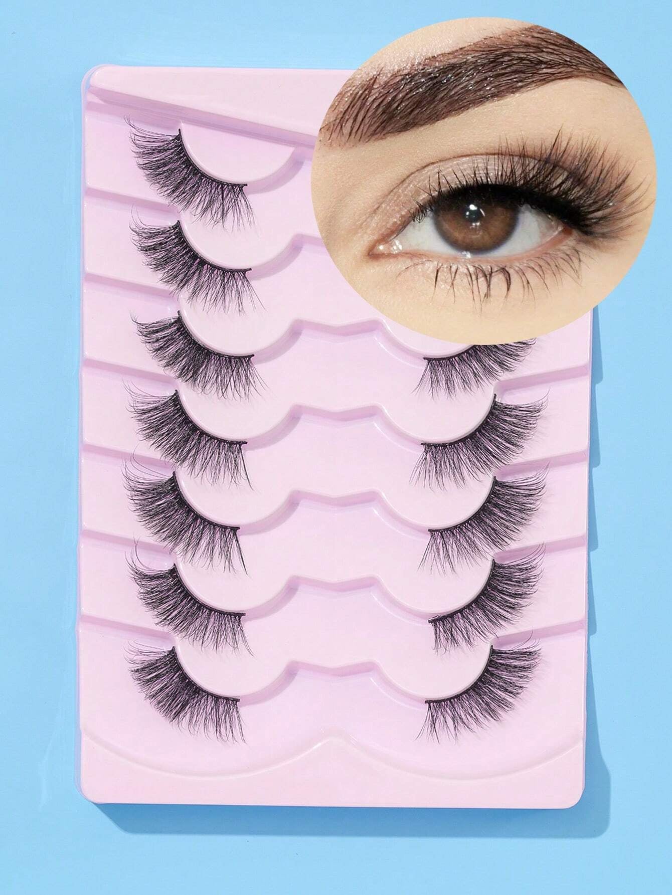 7Pairs/Set Natural Long 3D Crossed Transparent Stem False Eyelashes 5-13Mm