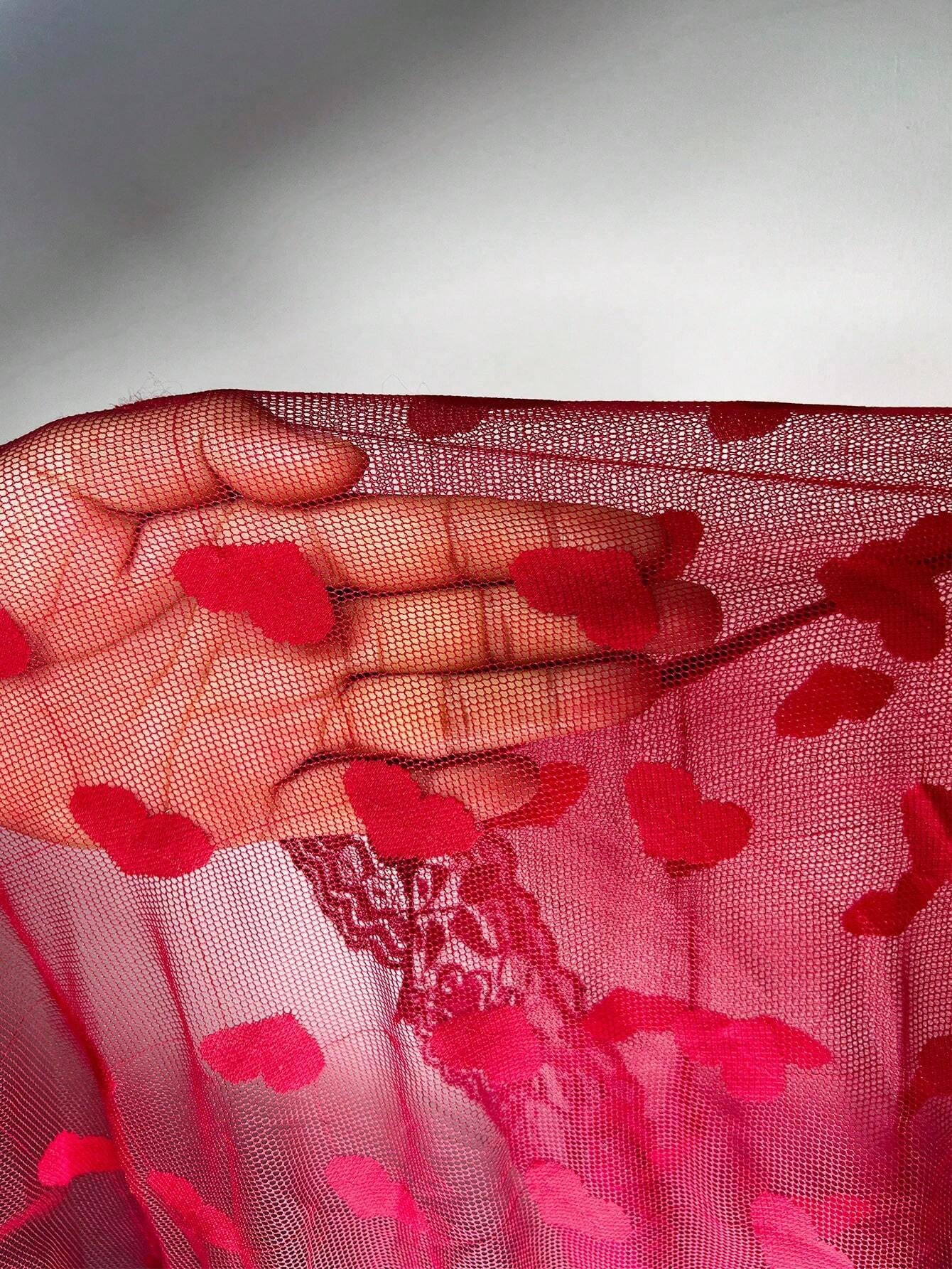 Heart Shape Lace Mesh Perspective Sexy Nightgown