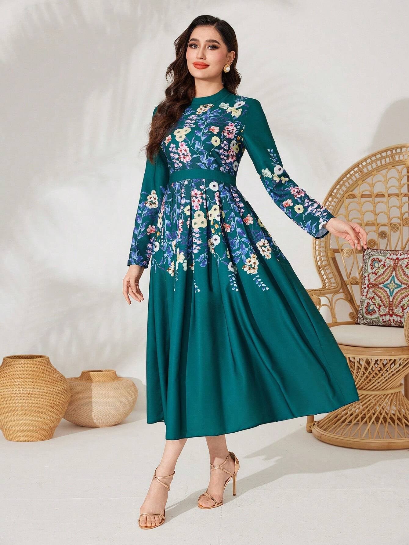 Mulvari Floral Print Long Sleeve Dress
