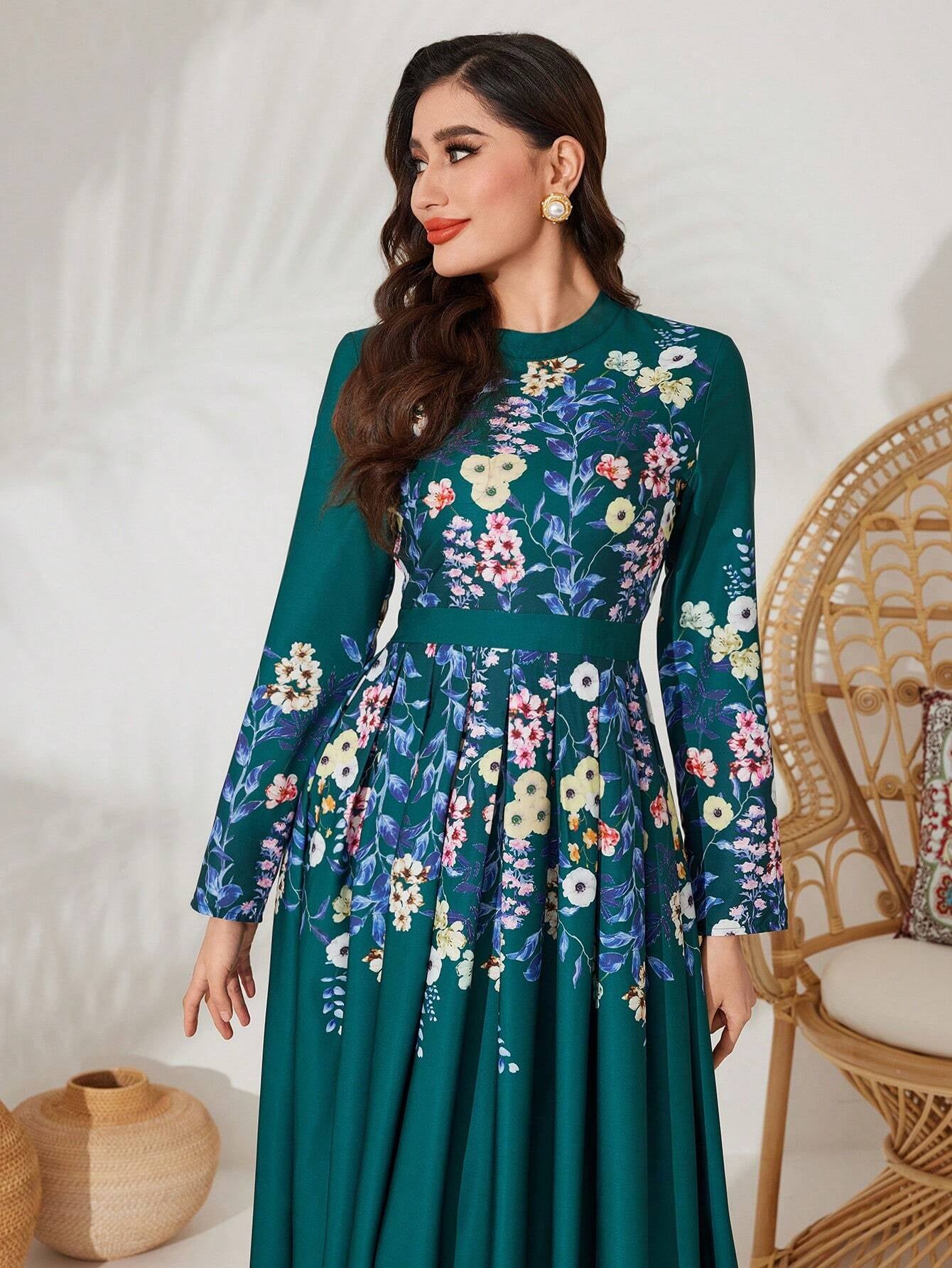Mulvari Floral Print Long Sleeve Dress