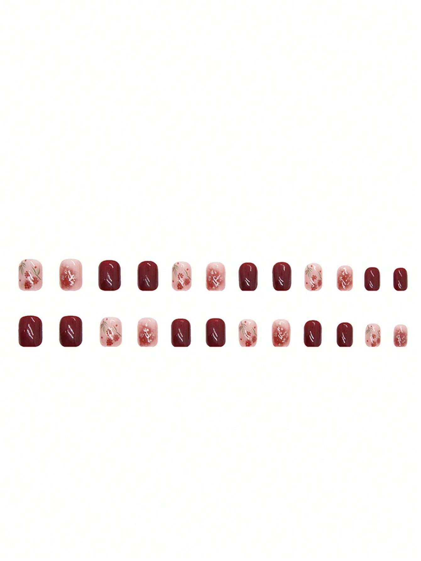 24Pcs Short Minimalist Solid Color False Nails Set for Nail Art Including Red Nails, 1Pc Jelly Glue and 1Pc Nail File