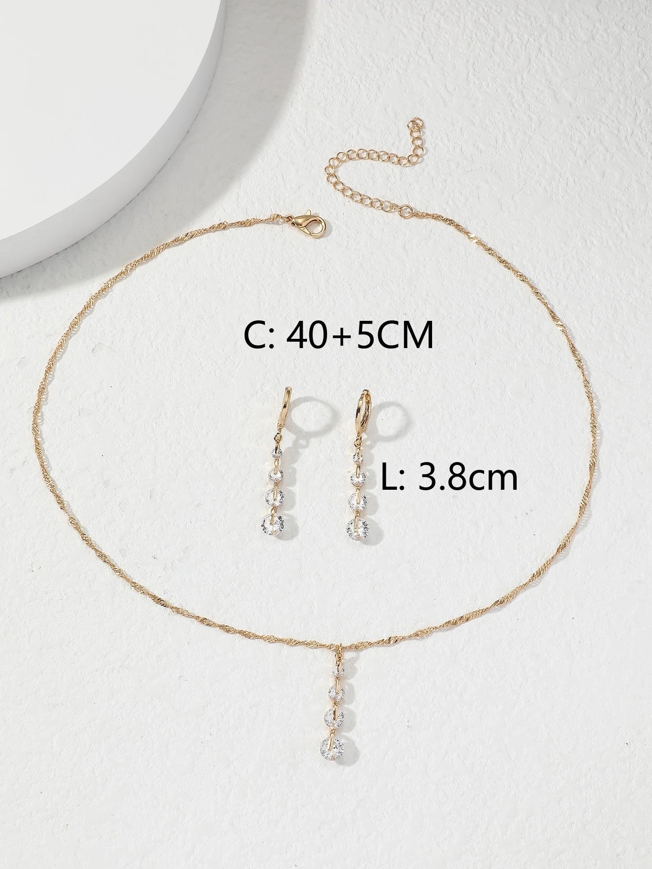 3Pcs Cubic Zirconia Pendent Set for Women Party Dating Gift