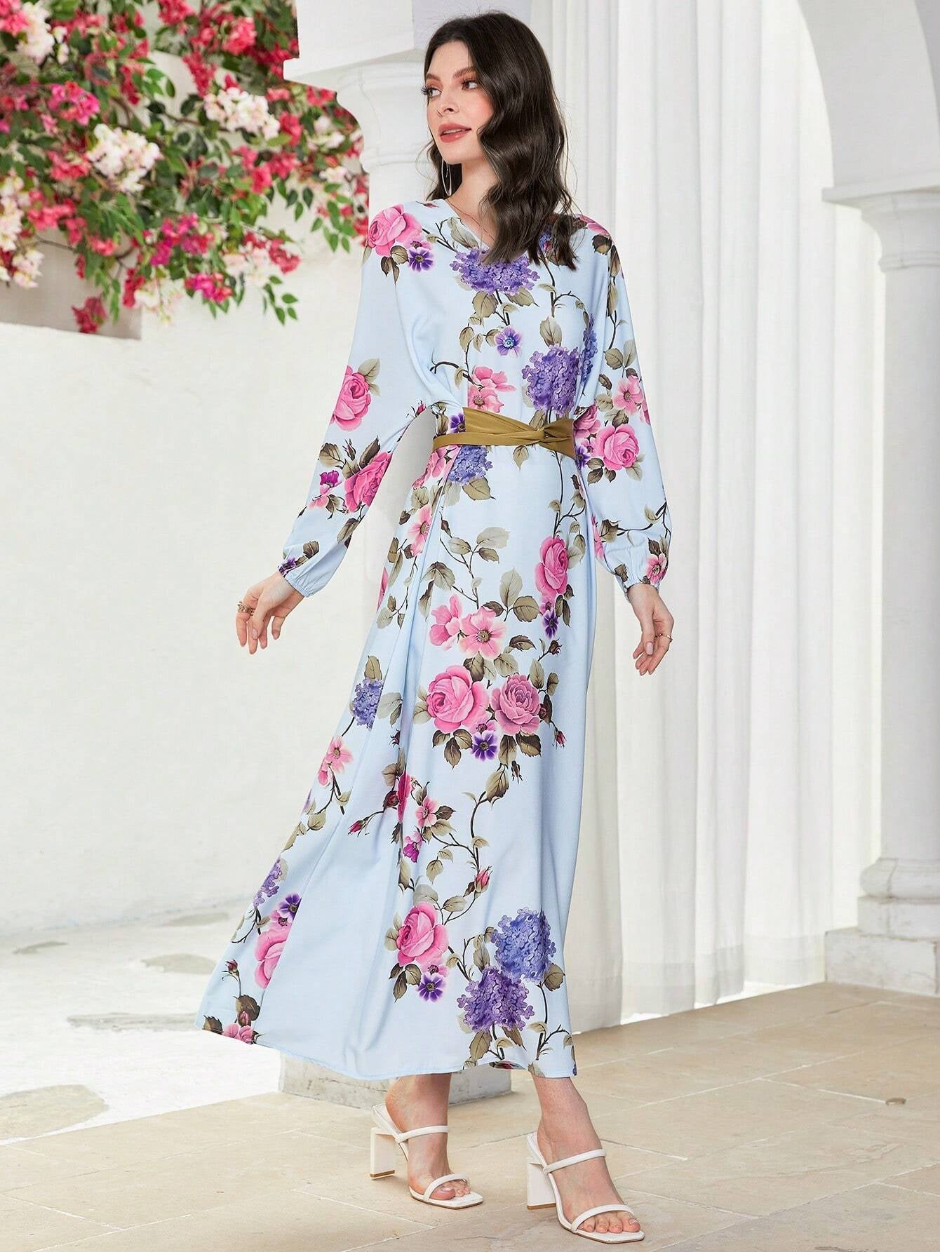 Mulvari Women'S Floral Print Long Dress