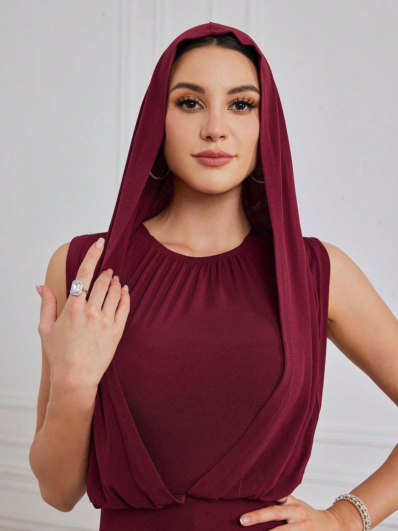 Modely Women'S Solid Color Hooded Dress