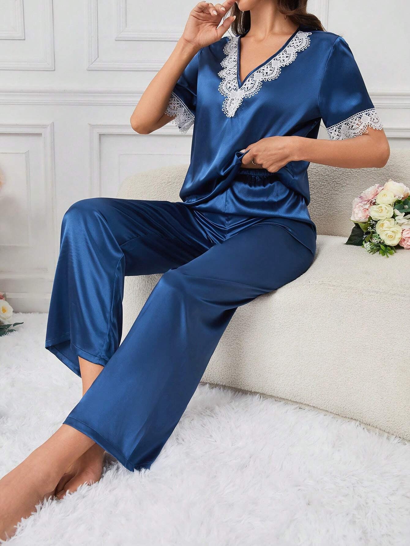 Lace & Satin Pajama Set