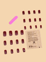 Get Glamorous with 24Pcs Short Square Black Solid Glossy Fake Nail & 1Sheet Tape & 1Pc Nail File