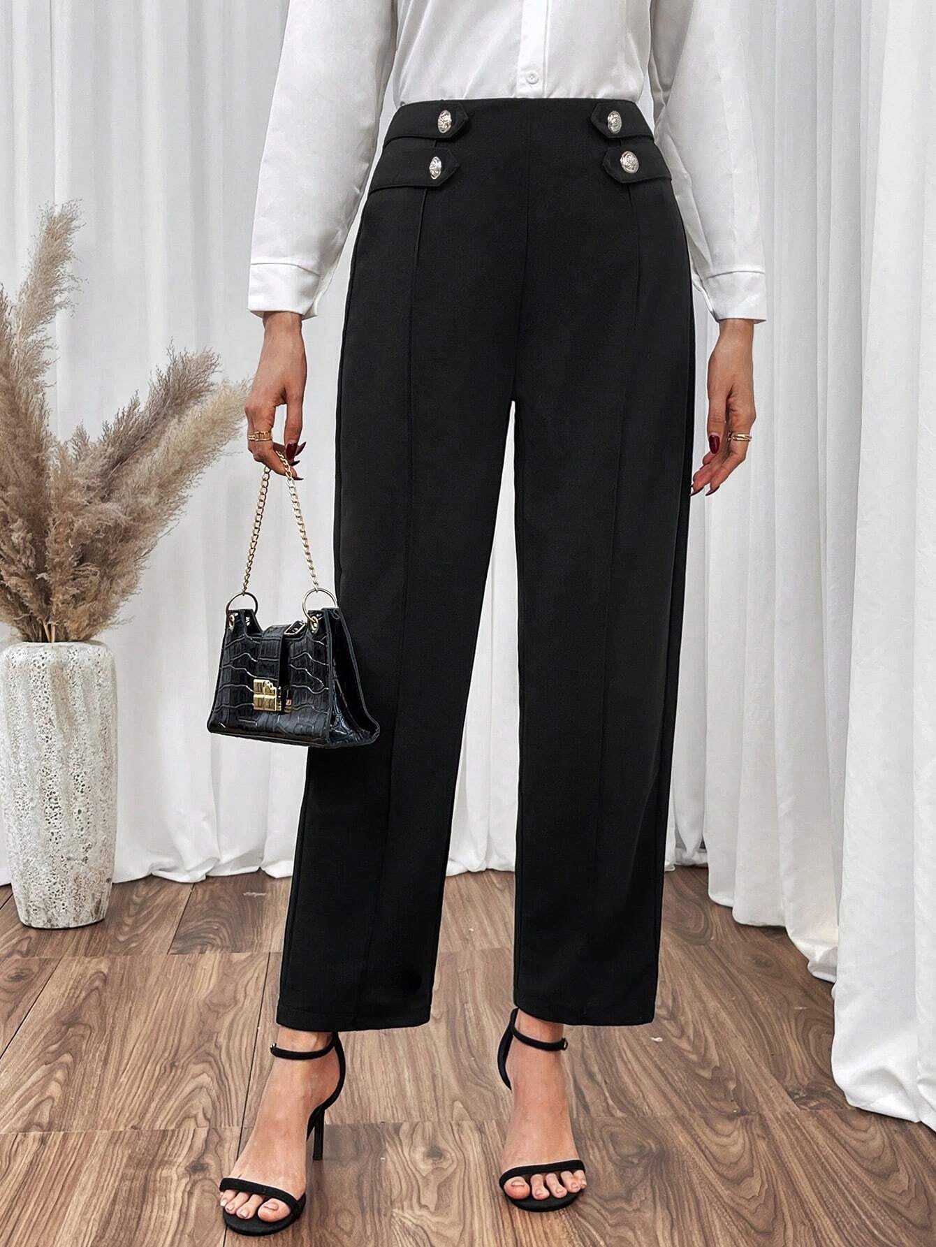 Frenchy Women'S Cone Pants with Button Detail