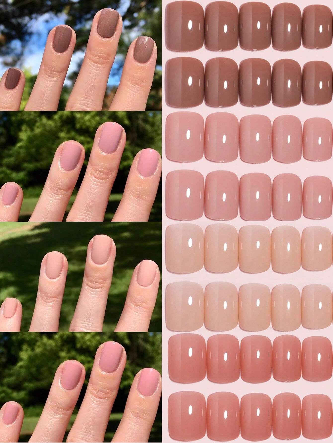 96Pcs(4Colors) Short Square Press on Nails Acrylic Short Fake Nails Full Cover Black and White French Designs Shiny Glue on Nails False Nail as Gift for Women and Girls with Storage Box