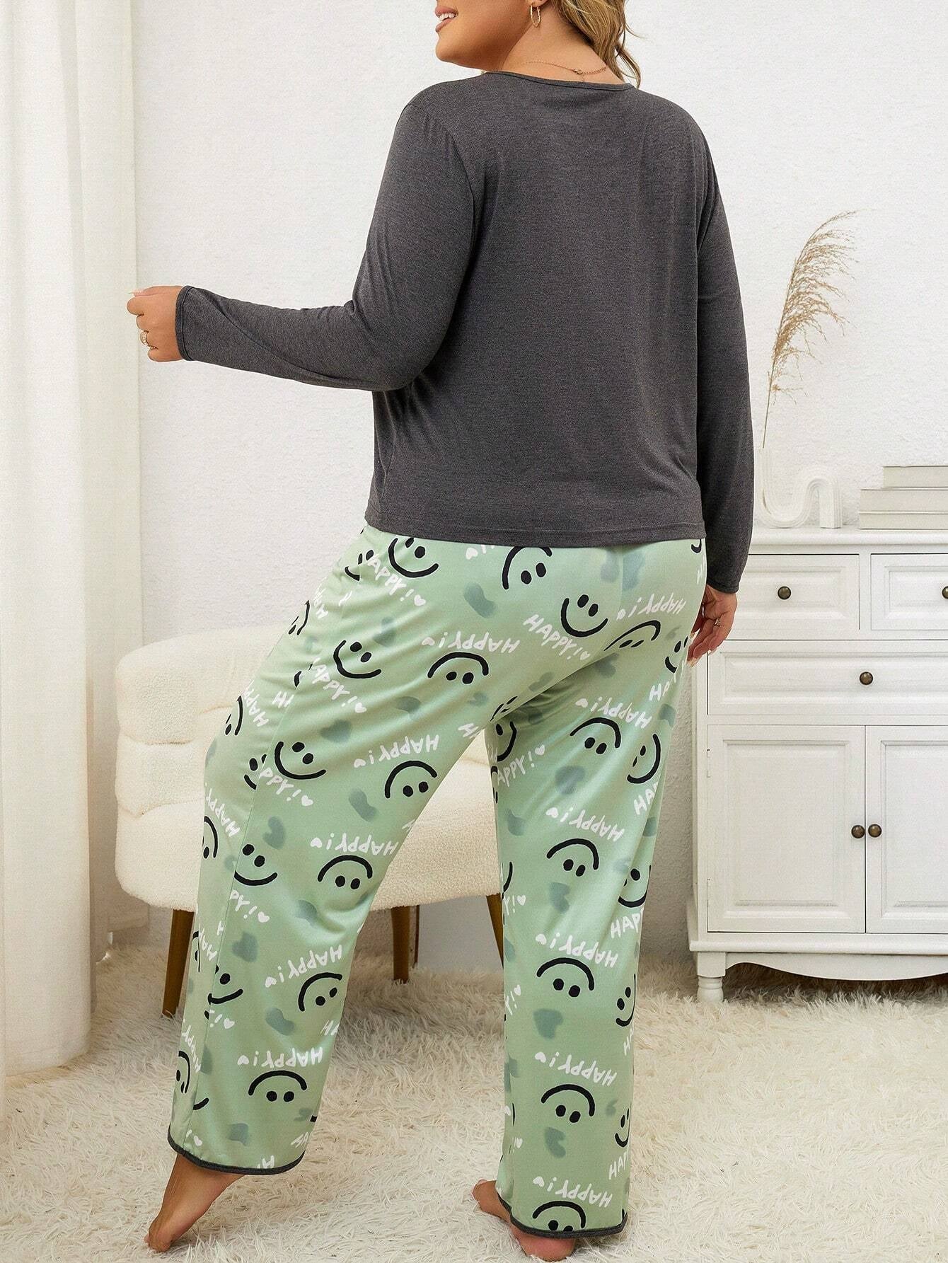 Plus Cartoon Graphic PJ Set