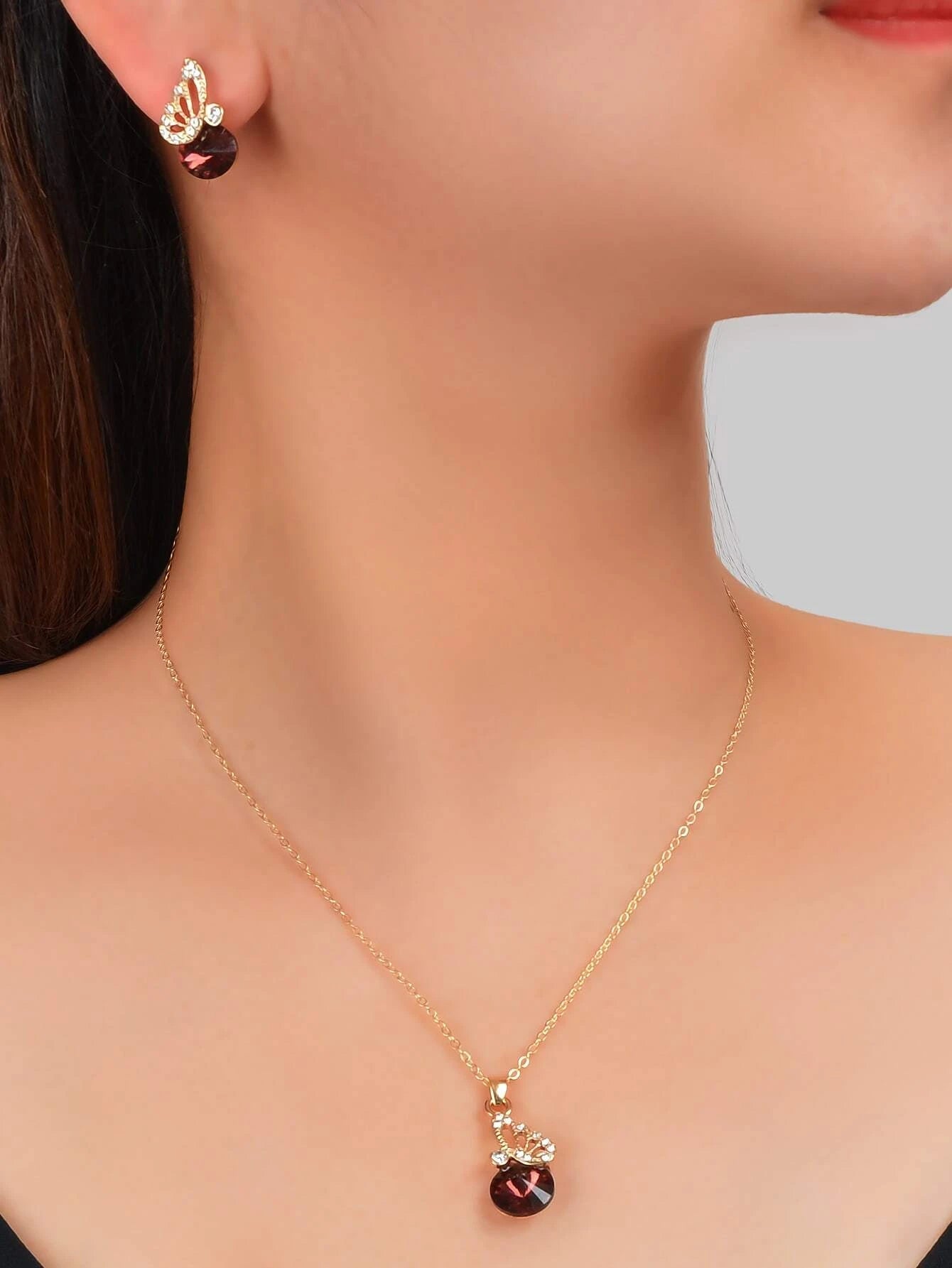 3Pcs/Set Glamorous Cubic Zirconia Water-Drop Decor Jewelry Set for Women for Daily Decoration