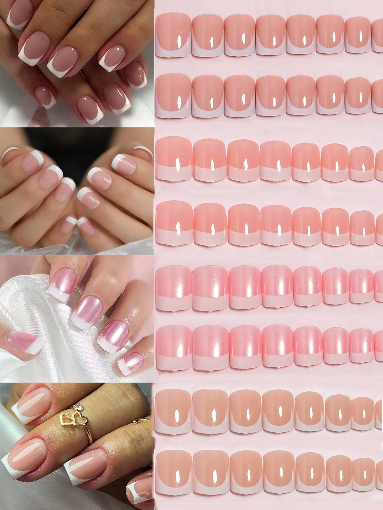 96Pcs(4Colors) Short Square Press on Nails