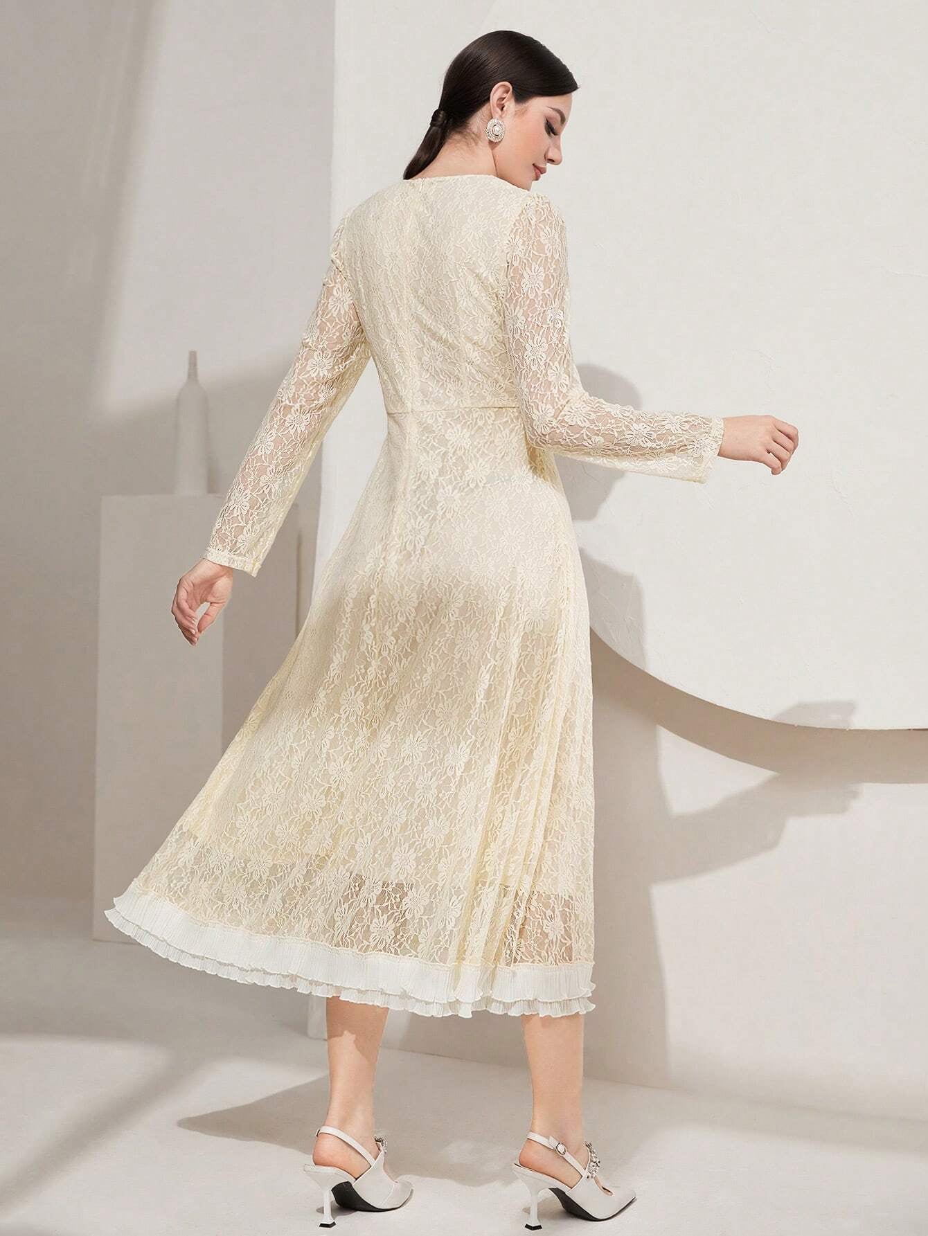 Modely Women'S Lace Long Sleeve Dress