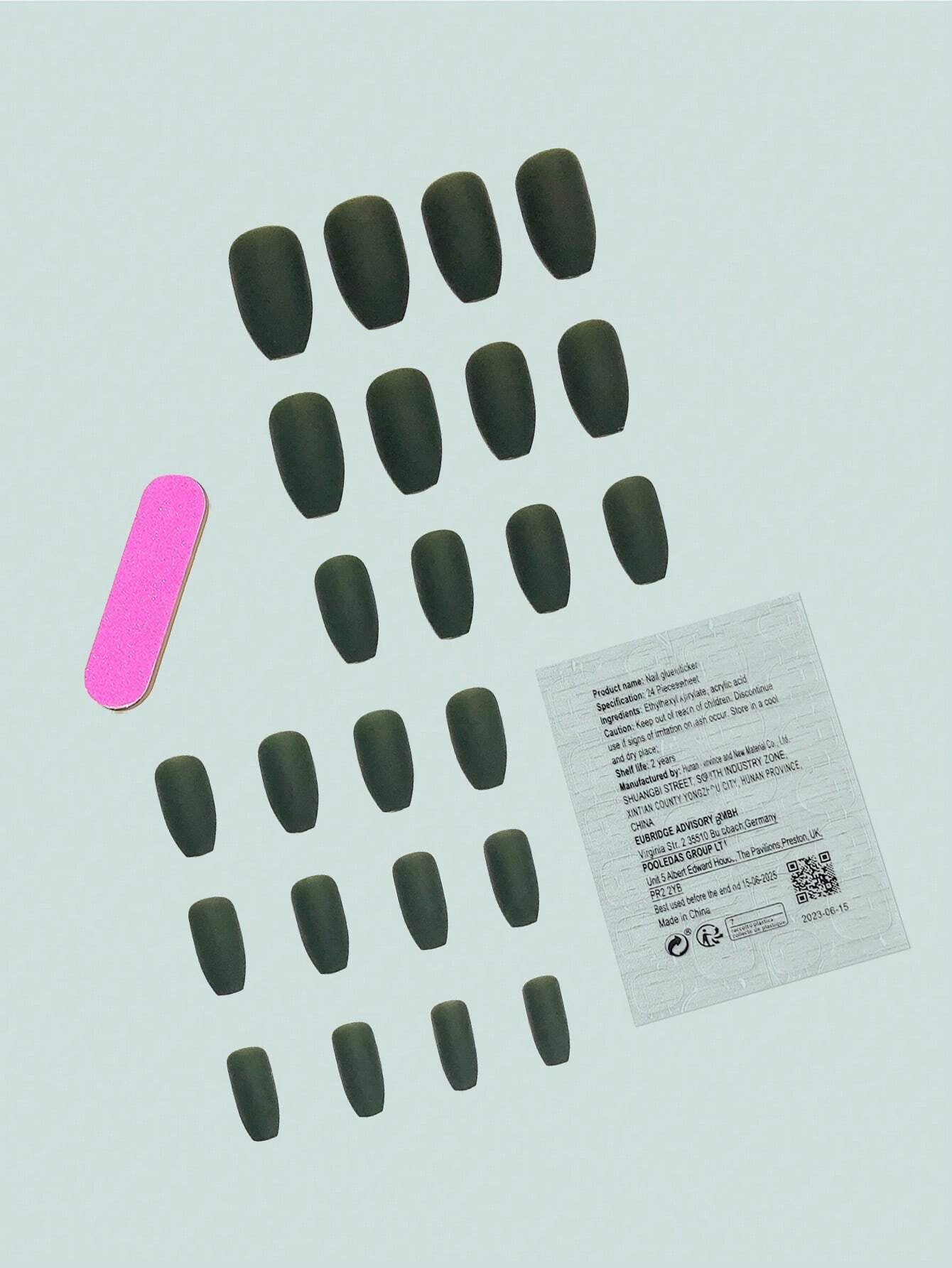 24Pcs/Set Medium Long Almond-Shaped Matte Solid Color Full Cover False Nails for Women and Girls