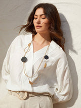 VCAY Handmade Double Layer Geometric Long Necklace