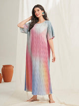 Mulvari Ombre Print Lettuce Trim Dress