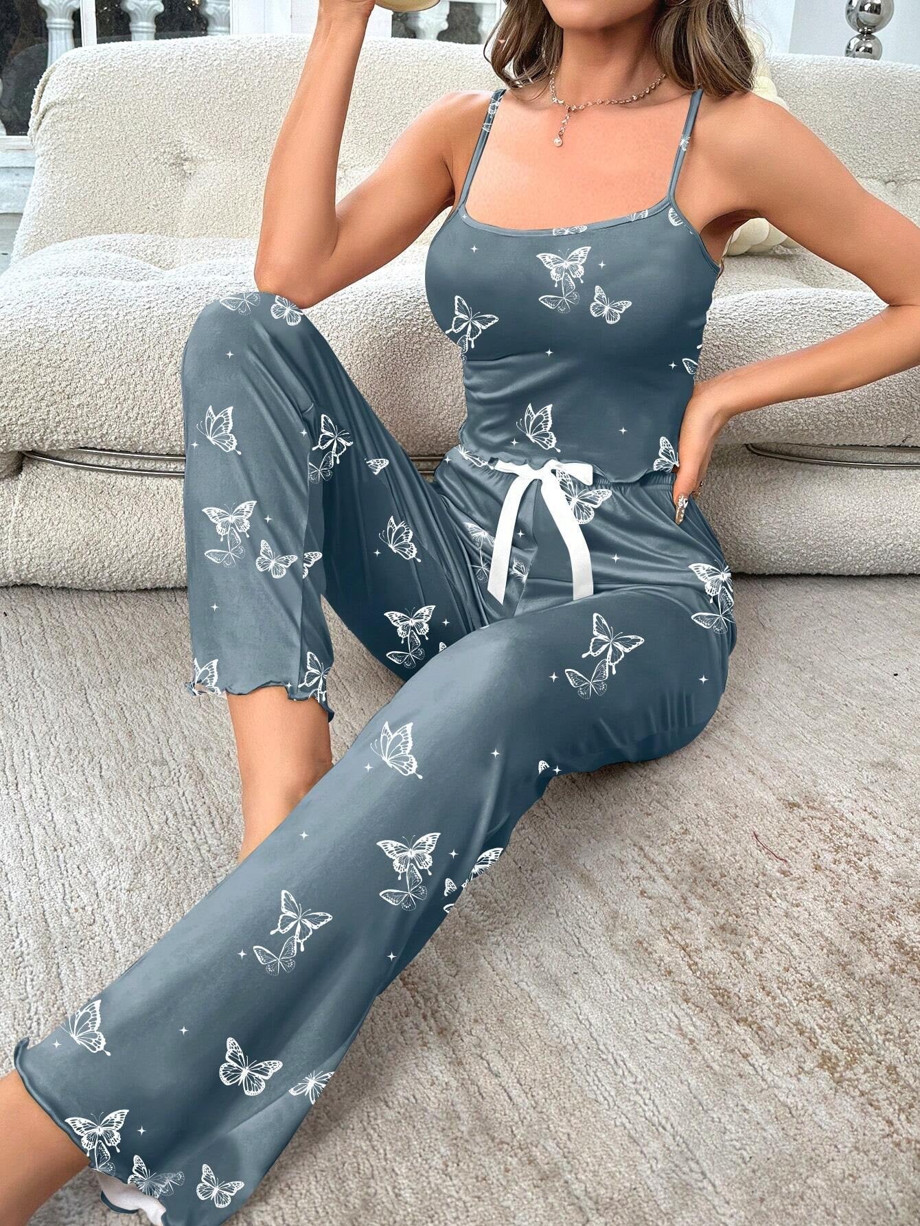 Butterfly Print Cami Top & Pants PJ Set