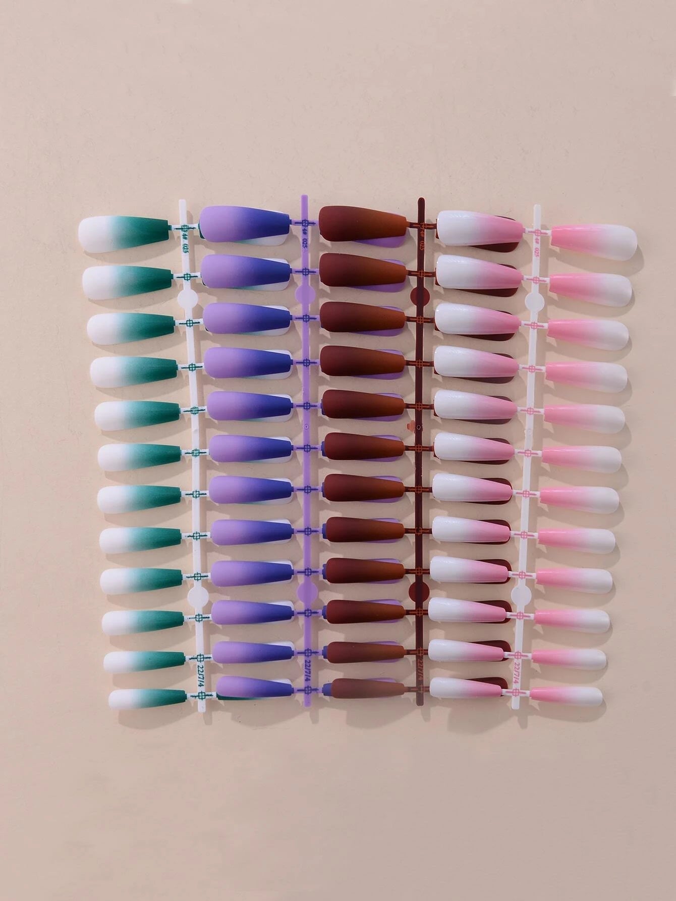 Get Glamorous with 192Pcs Long Coffin Multicolor Ombre Fake Nail