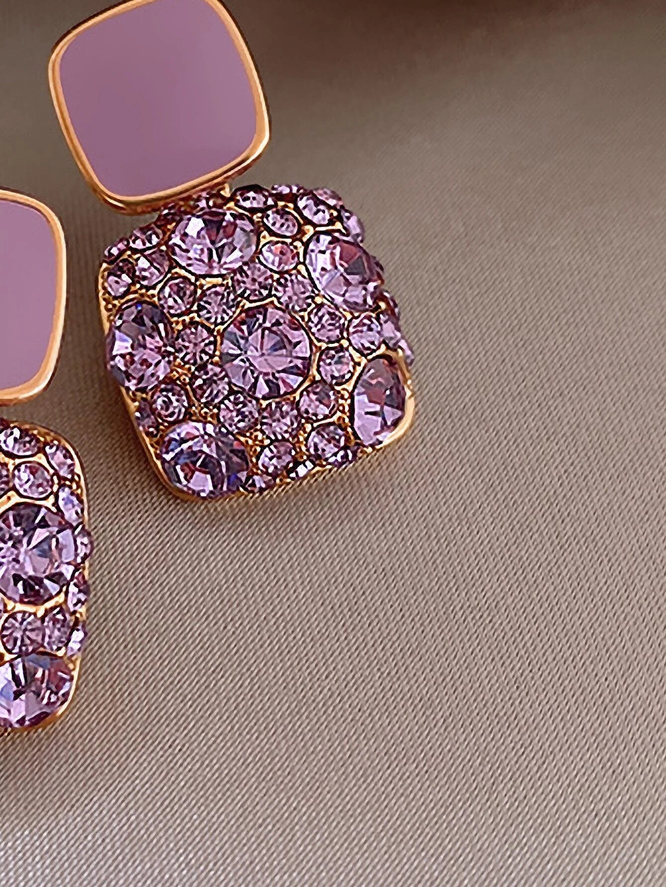 Rhinestone Decor Geometric Drop Earrings