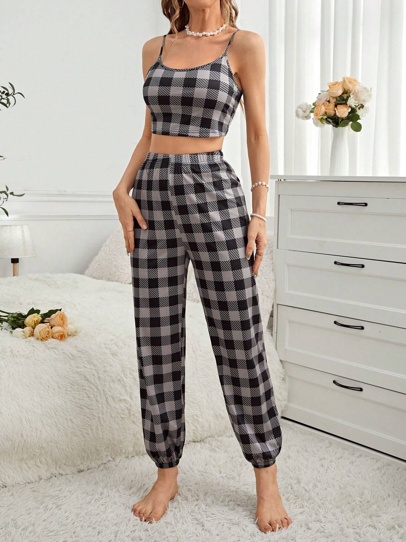 Plaid Pattern Women'S Pajama Set