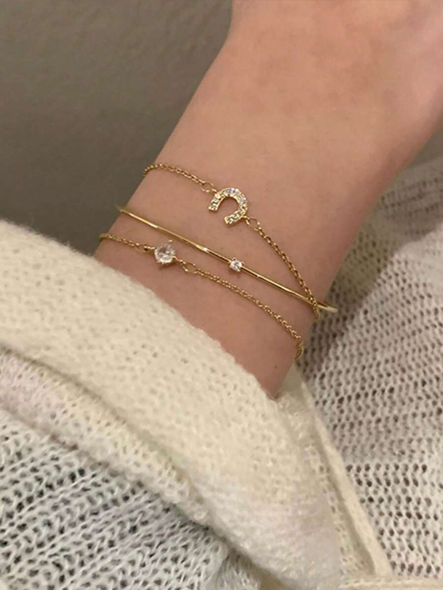 SHEIN مجموعة 3 أساور فاخرة