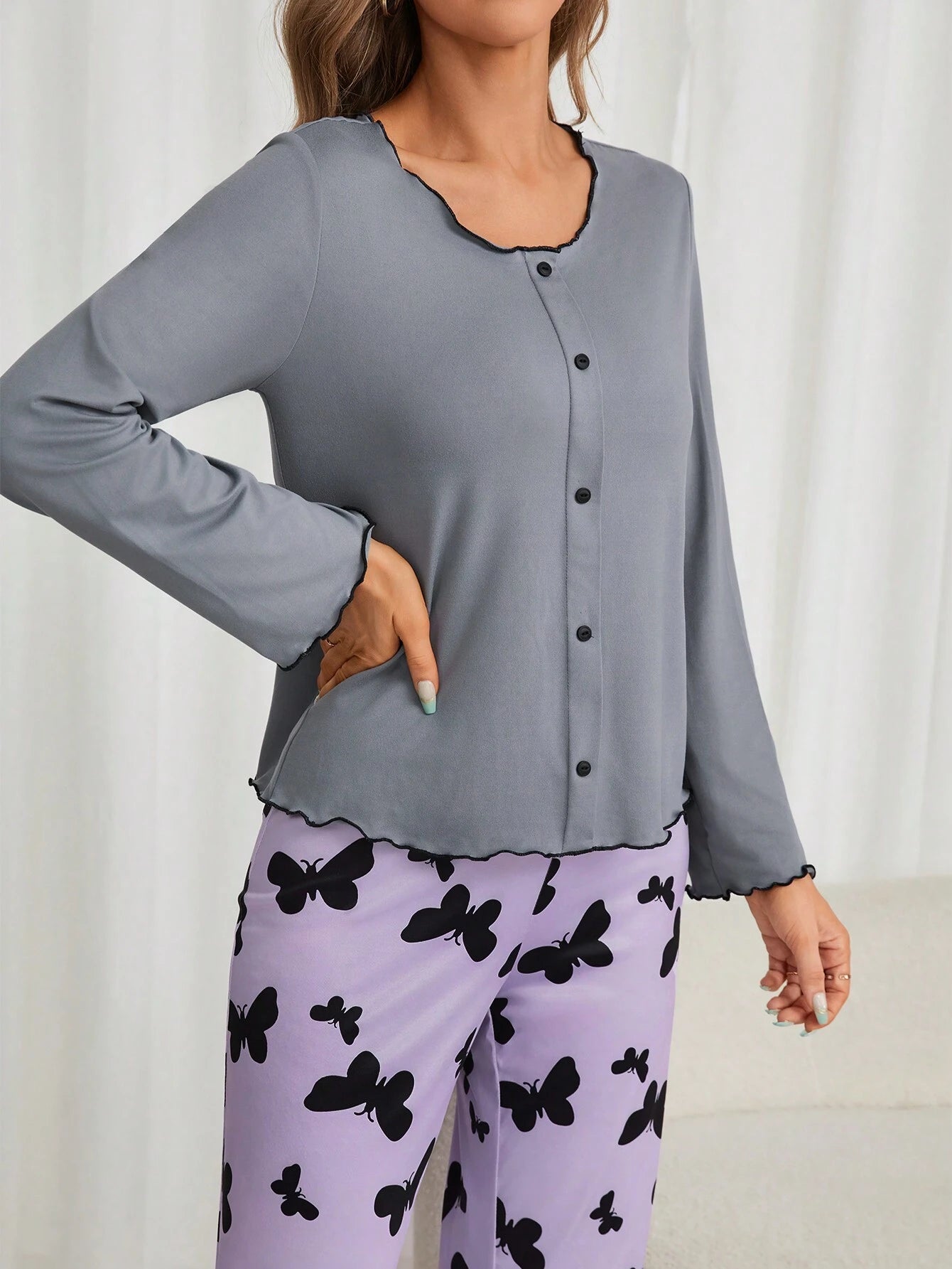 Women'S Long Sleeve Pants Pajama Set