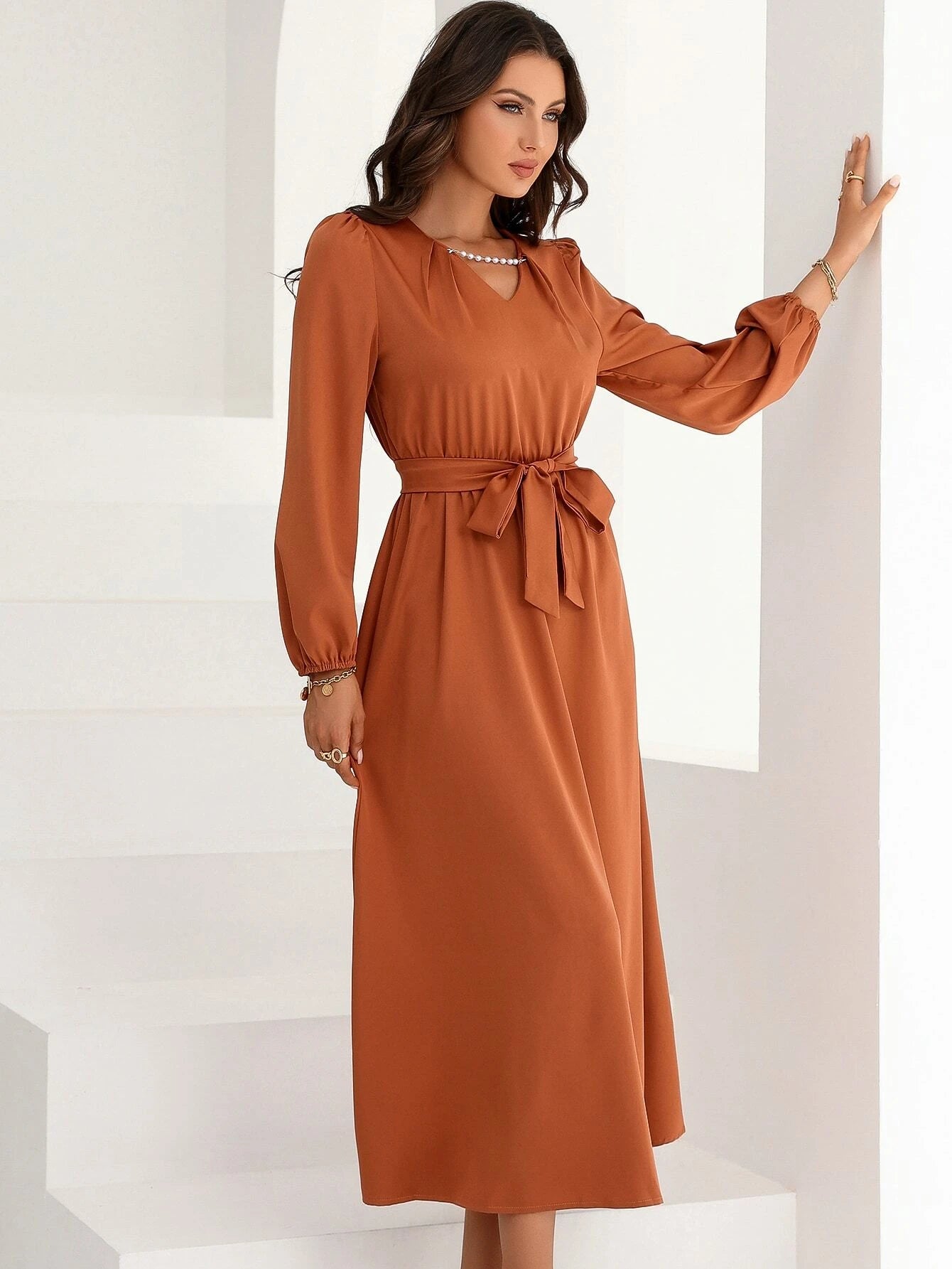 Modely Puff Sleeve Belted Dress