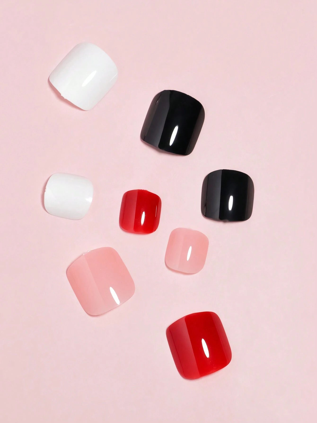 96Pcs(Black French/White French/Flower/French) Short Square Press on Toenails Designed Press on Toenails Full Cover, 4 Glossy False Toenails for Feet, French Design Fake Toenails for Summer Nail Art Set for Women and Girls with Re-Usable Storage Box