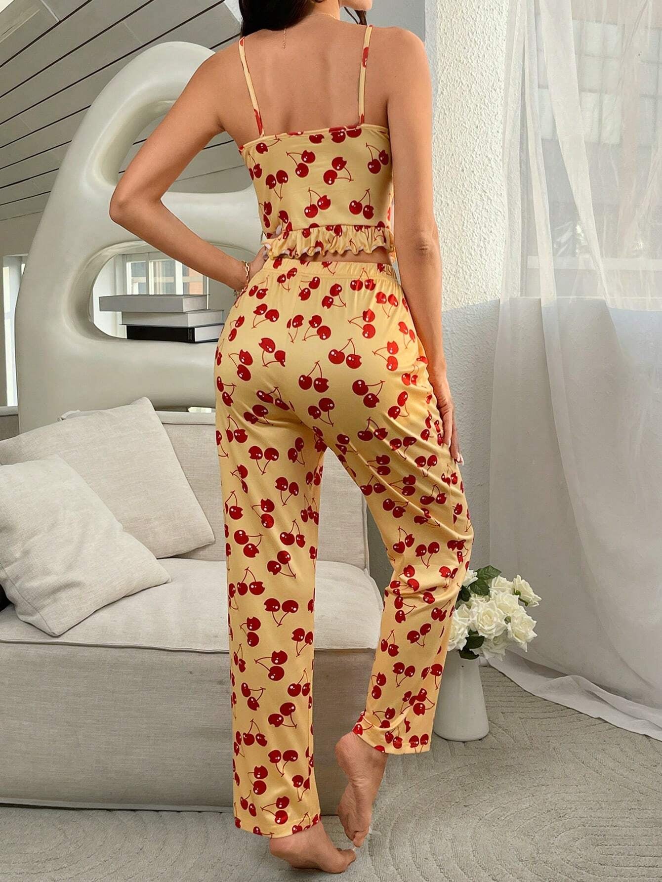Cherry Printed Cami Top and Shorts Pajama Set