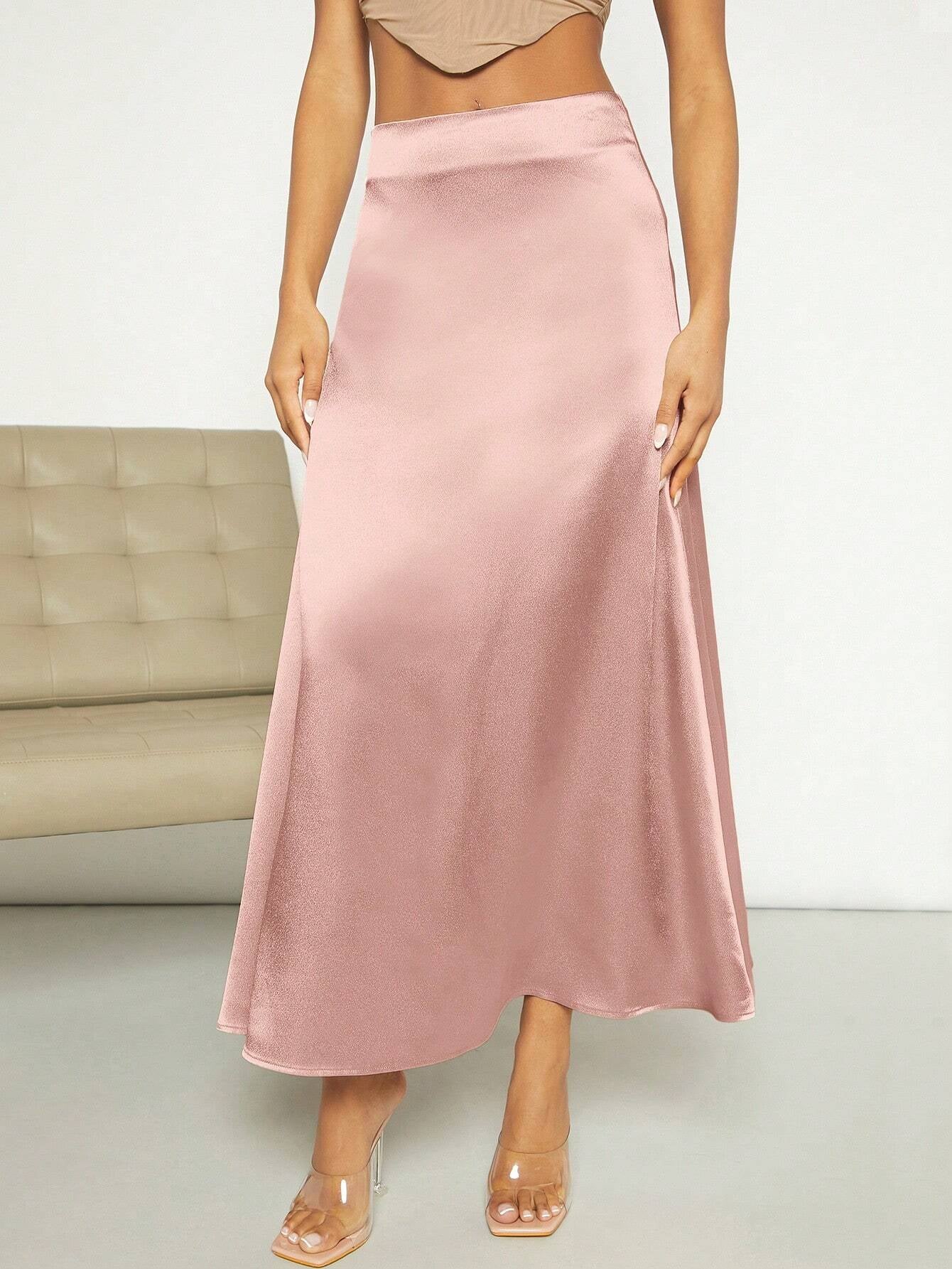 Privé High Waist Satin A-Line Skirt