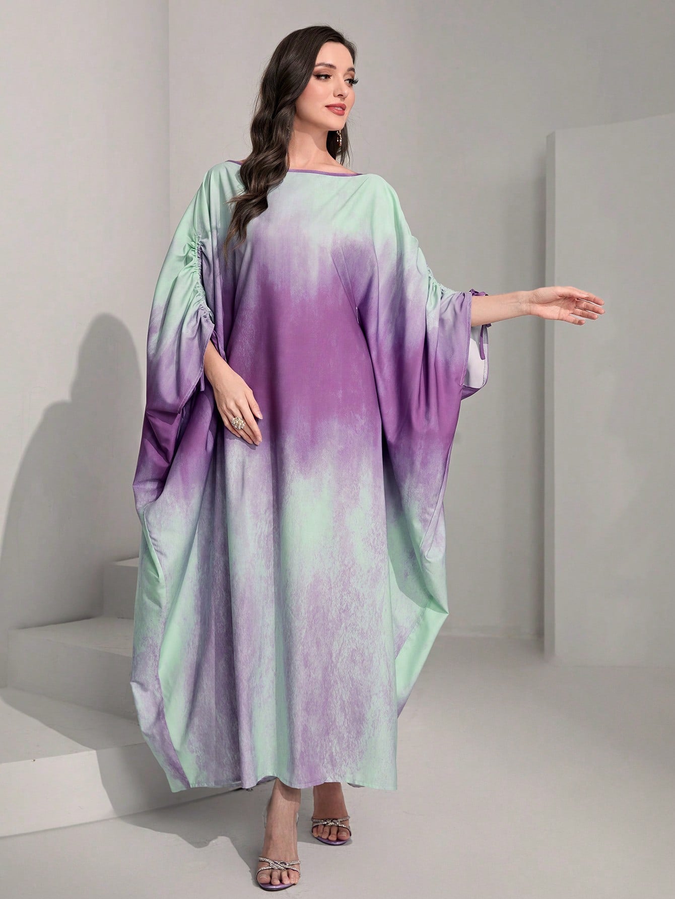 Najma Tie Dye Batwing Sleeve Kaftan