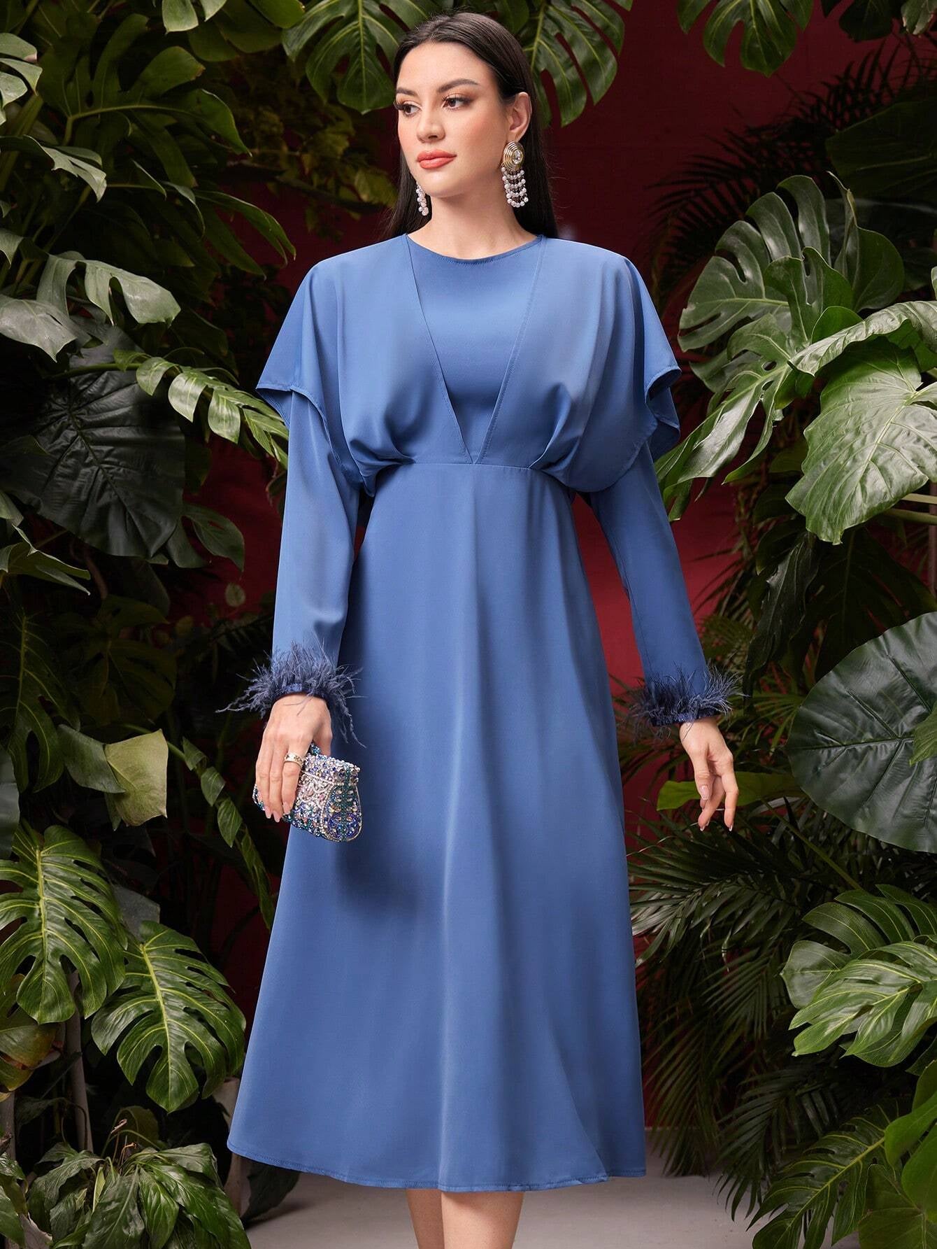 Modely Women'S round Neck Long Sleeve Dress