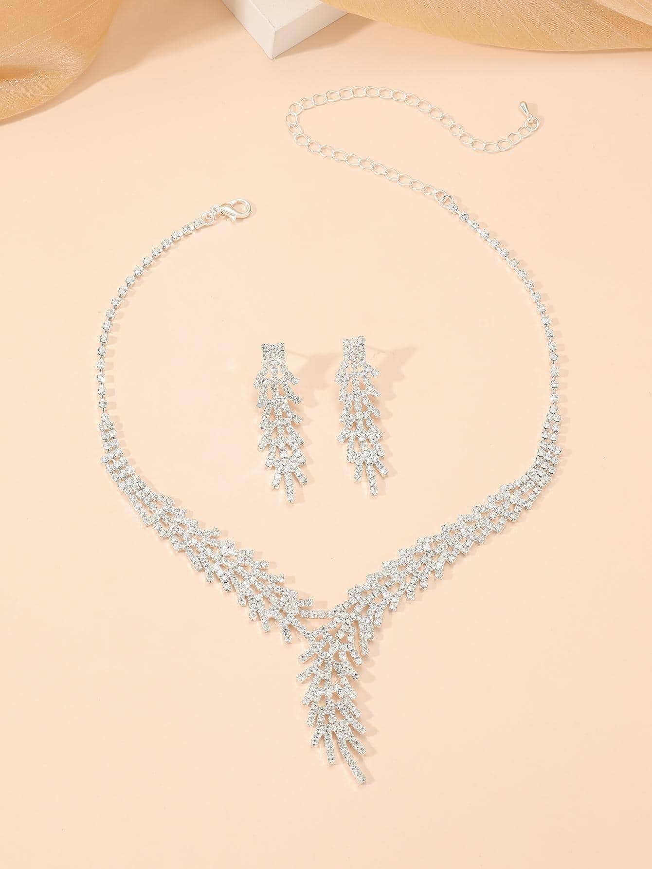 3Pcs/Set Rhinestone Decor Jewelry Set
