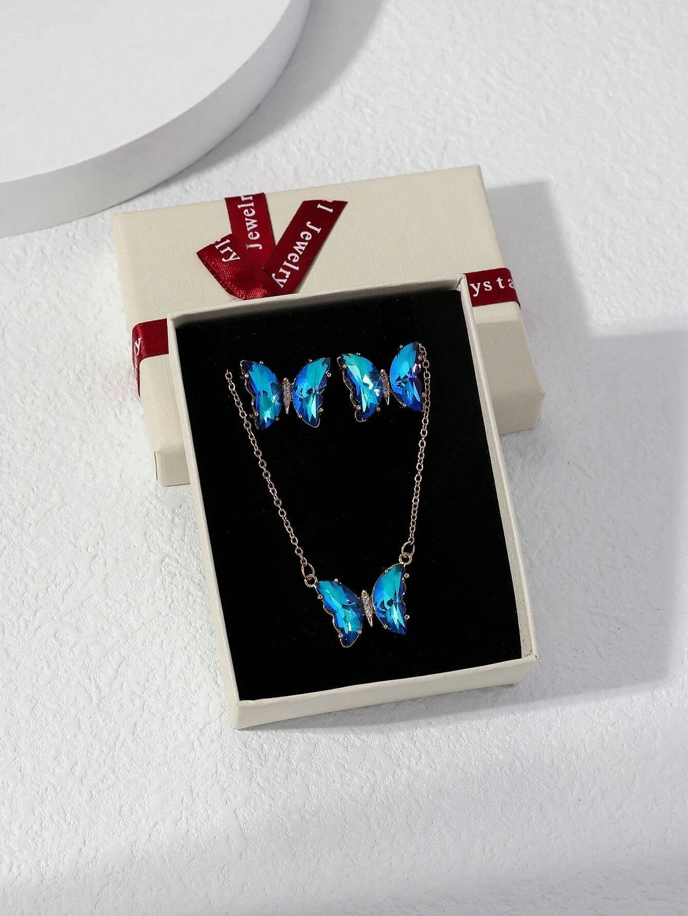 3Pcs Rhinestone Circle Decor Jewelry Set