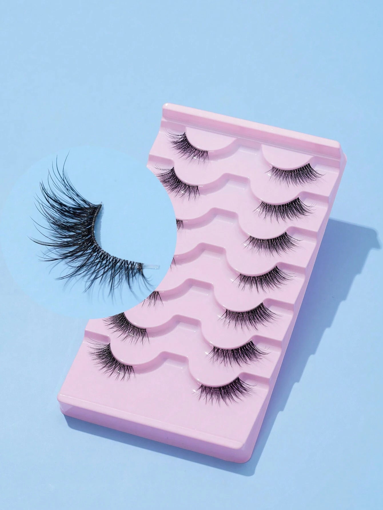 7Pairs/Set Natural Long 3D Crossed Transparent Stem False Eyelashes 5-13Mm