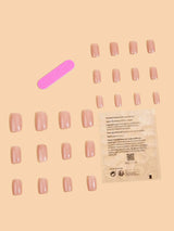 Get Glamorous with 24Pcs Short Square Black Solid Glossy Fake Nail & 1Sheet Tape & 1Pc Nail File