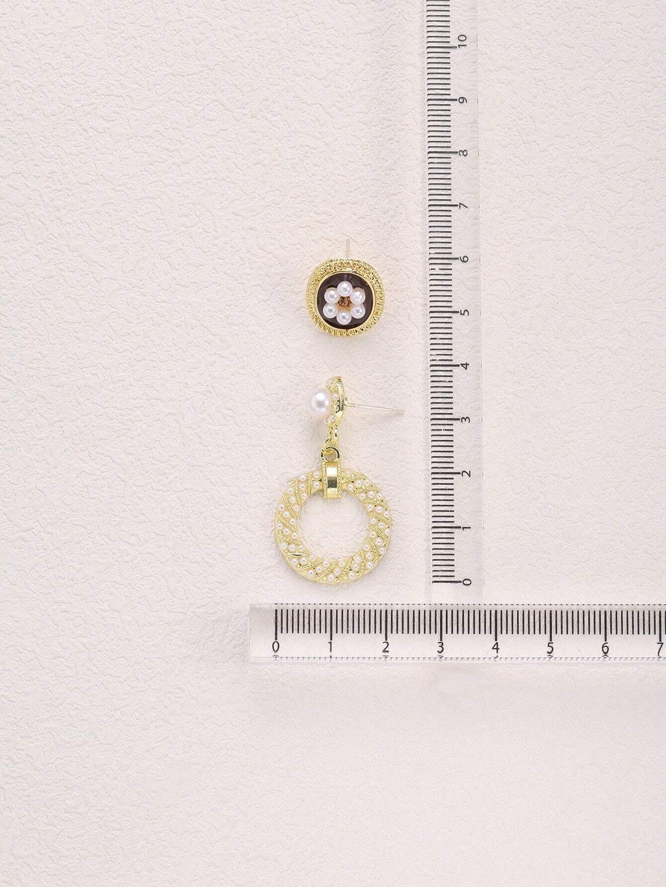5Pairs/Set Retro Zinc Alloy Drop Earrings with Faux Pearls & Cubic Zirconia, Suitable for Women'S Daily Wear