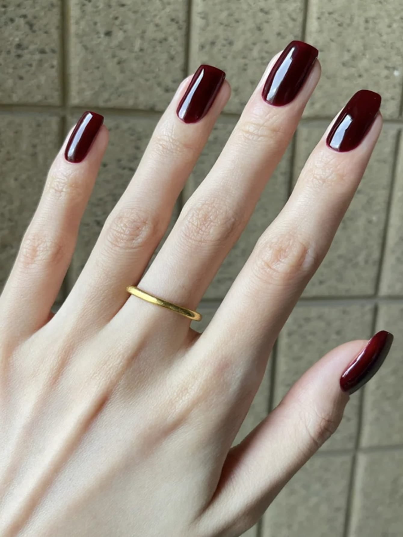 Transform Your Nails with 24Pcs Short Square Burgundy Solid Fake Nail & 1Sheet Tape & 1Pc Nail File